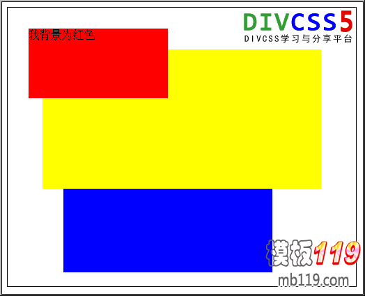 实现红背景的“div-a”与蓝色背景“div-c”层叠顺序替换实例截图